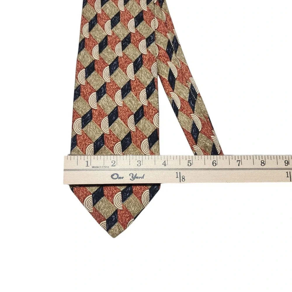 Ermenegildo Zegna Mens Vintage Geometric Silk Tie Made In‎ Italy Multicolor